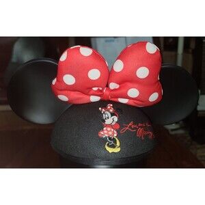 Disney Parks MINNIE MOUSE Ears Hat Love & Kisses Red White Bow Youth Girls Size